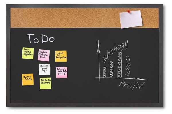 Tablă Combi Board / plută 60 × 90 cm, neagră