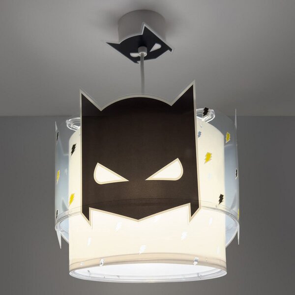 Dalber Lampă suspendată DARK HERO, alb/negru, Ø 26 cm, E27, reglabil, Negru, Camera copiilor, Plastic