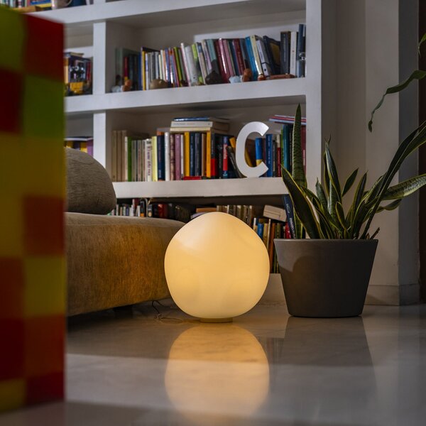 Lampă de masă Foscarini, Hoba Grande, reglabil, Alb, Camera de zi, Sticlă, Design