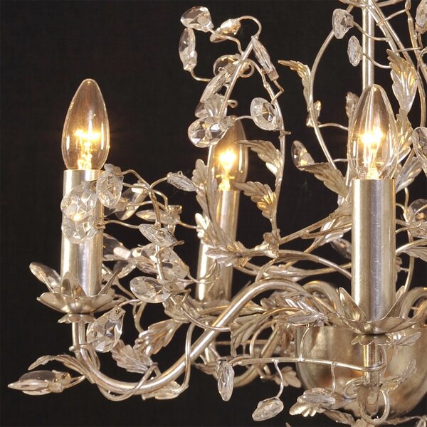 Holländer Candelabru Buono 5 becuri argintiu, reglabil, Metalic, Camera de zi / sufragerie, Sticlă