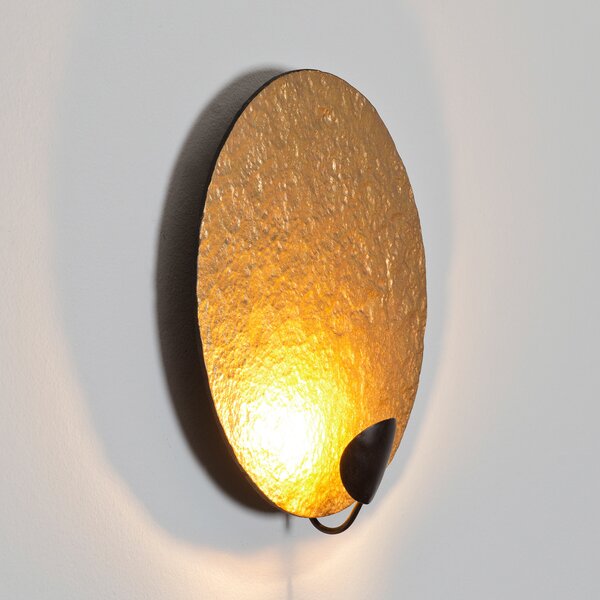 Holländer Aplică cu LED Traversa, auriu lucios, Ø 35 cm, Auriu / Alamă, Camera de zi / sufragerie, Metal, Design