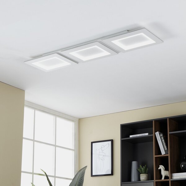 EGLO connect Plafonieră LED Padrogiano-Z 3 becuri, 120 x 30 cm, reglabil, Alb, Camera de zi / sufragerie, Metal, Modern