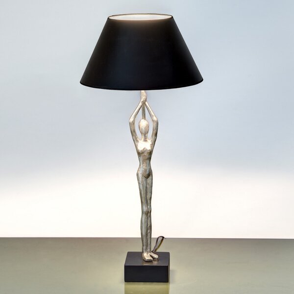 Holländer Lampă de masă designer Ballerino cu figurină, Negru, Camera de zi / sufragerie, Metal, Design