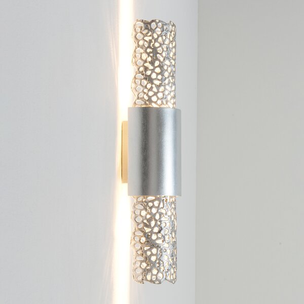 Holländer Aplică de perete Palazzo, 2 becuri, fier argintiu, reglabil, Metalic, Camera de zi / sufragerie, Metal, Modern