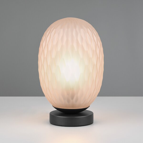 Trio Lighting Lampă de masă Facette, chihlimbar, înălțime 29 cm, sticlă, E27, Bej, Camera de zi / sufragerie, Sticlă, Modern