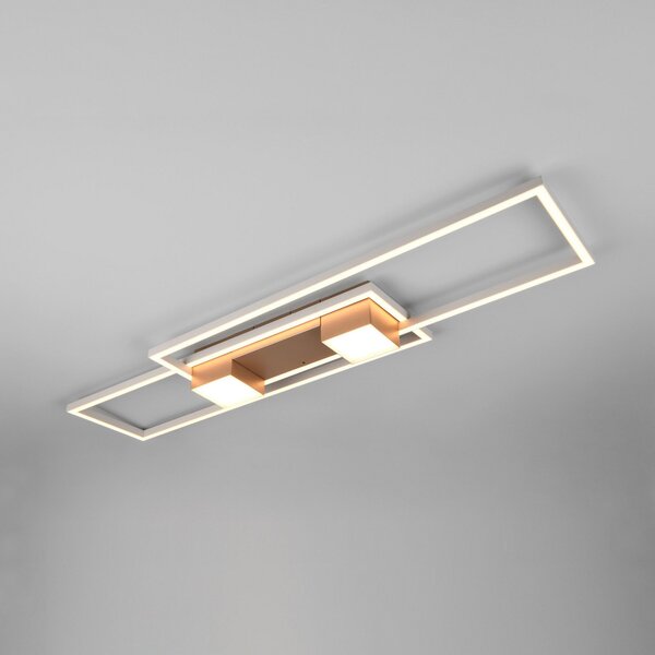 Trio Lighting Albany plafonieră LED, maro, 100 x 28 cm, aluminiu, CCT dimabil, reglabil, Maro / Rugină, Camera de zi / sufragerie, Aluminiu, Modern, Plafon cu flacără multiplă