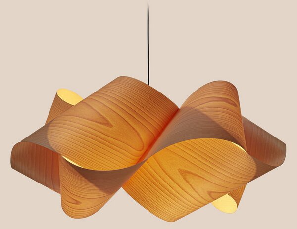 LZF LAMPS Lampă suspendată Swirl, fag natural, Ø 75 cm, reglabil, Lemn, Camera de zi / sufragerie, Lemn, Design