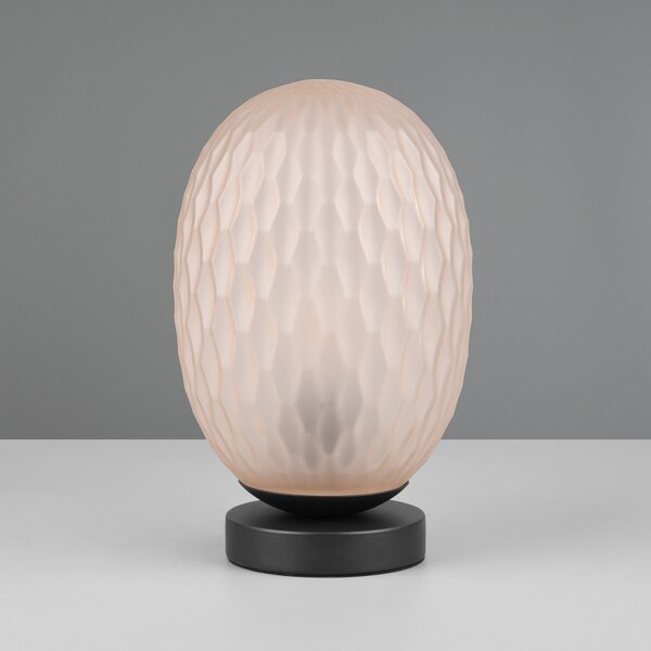 Trio Lighting Lampă de masă Facette, chihlimbar, înălțime 29 cm, sticlă, E27, Bej, Camera de zi / sufragerie, Sticlă, Modern