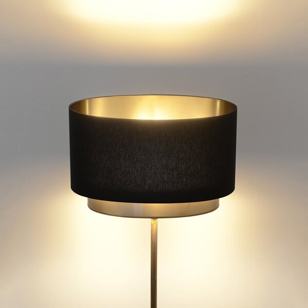 Holländer Lampă podea Mattia, abajur oval și dublu, negru, Auriu / Alamă, Camera de zi / sufragerie, Metal, Design