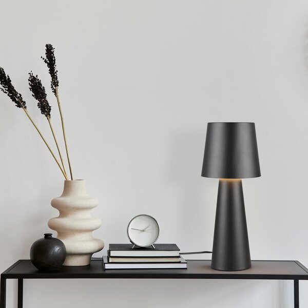 Trio Lighting Lampă de masă Nubian, negru, înălțime 40 cm, metal, E27, Negru, Camera de zi / sufragerie, Metal, Modern
