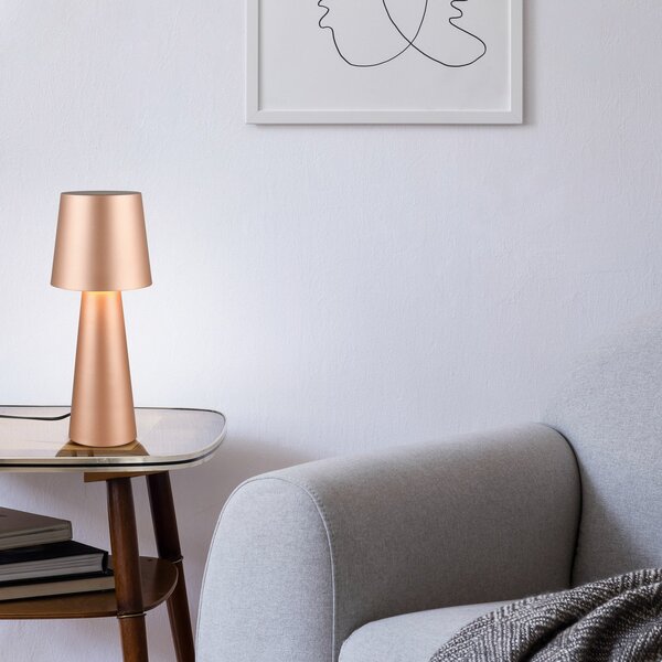 Trio Lighting Lampă de masă Nubian, maro, înălțime 40 cm, metal, E27, Maro / Rugină, Camera de zi / sufragerie, Metal, Modern