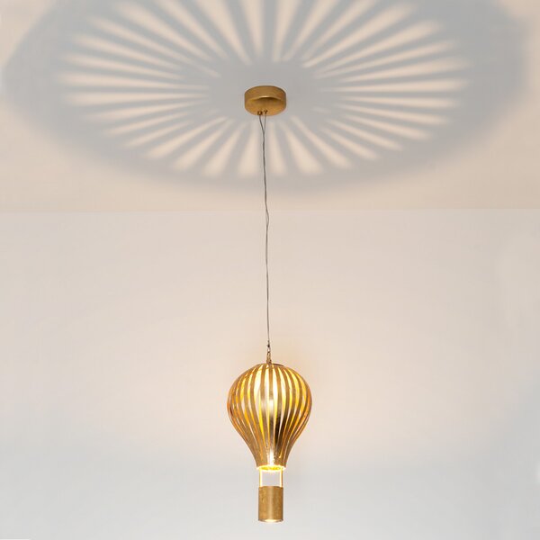 Holländer Lampă suspendată Balloon Piccolo Ø 16 cm, reglabil, Auriu / Alamă, Camera de zi / sufragerie, Metal, Design
