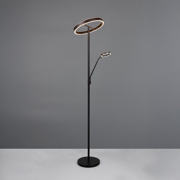 Trio Lighting Lampadar LED Willis, negru, înălțime 180 cm metal CCT dimabil, reglabil, Negru, Camera de zi / sufragerie, Metal, Modern, Lumină de lectură