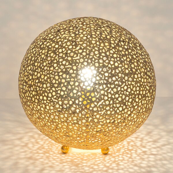 Holländer Lampă de masă Lily Grande, Ø 43 cm, auriu, reglabil, Auriu / Alamă, Camera de zi / sufragerie, Metal, Modern