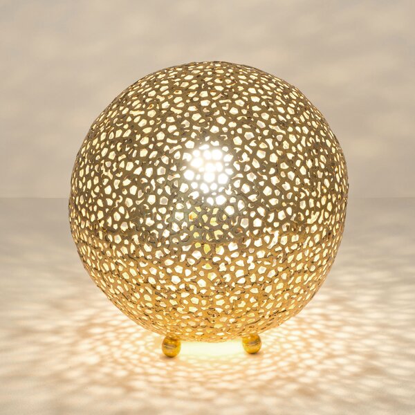 Holländer Lampă de masă Lily Piccolo, Ø 33 cm, auriu, reglabil, Auriu / Alamă, Camera de zi / sufragerie, Metal, Modern
