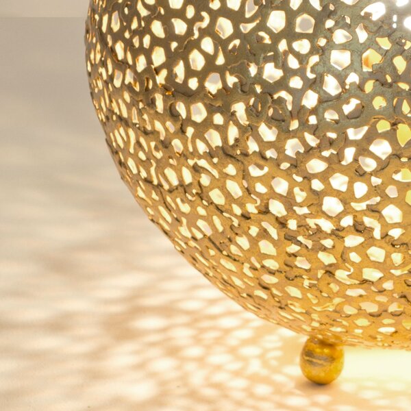 Holländer Lampă de masă Lily Piccolo, Ø 33 cm, auriu, reglabil, Auriu / Alamă, Camera de zi / sufragerie, Metal, Modern