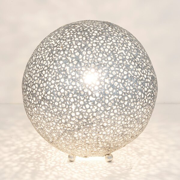 Holländer Lampă de masă Lily Grande, Ø 43 cm, argintiu, reglabil, Metalic, Camera de zi / sufragerie, Metal, Modern