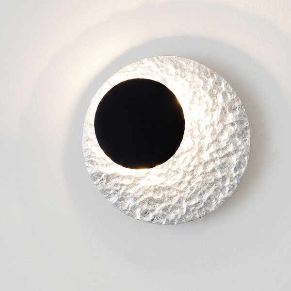 Holländer Aplică perete LED Infinity pe argintiu, Ø 26 cm, reglabil, Metalic, Camera de zi / sufragerie, Metal, Modern