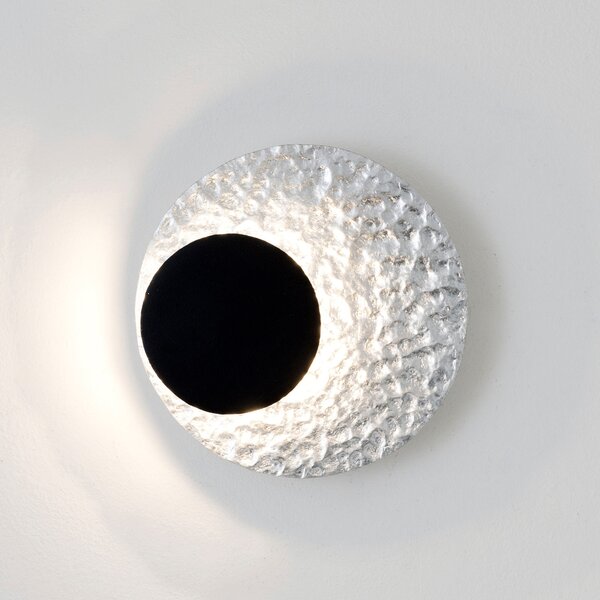 Holländer Aplică perete LED Infinity pe argintiu, Ø 20 cm, reglabil, Metalic, Camera de zi / sufragerie, Metal, Modern