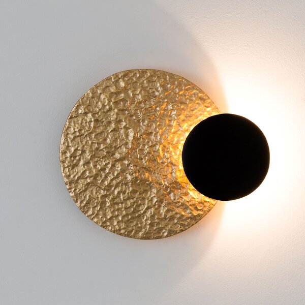 Holländer Aplică de perete LED Infinity pe auriu, Ø 20 cm, reglabil, Auriu / Alamă, Camera de zi / sufragerie, Metal, Modern