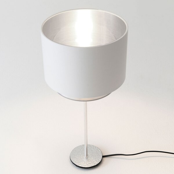 Holländer Lampă de masă Mattia, Perla silk alb/argintiu, Metalic, Camera de zi / sufragerie, Metal, Design