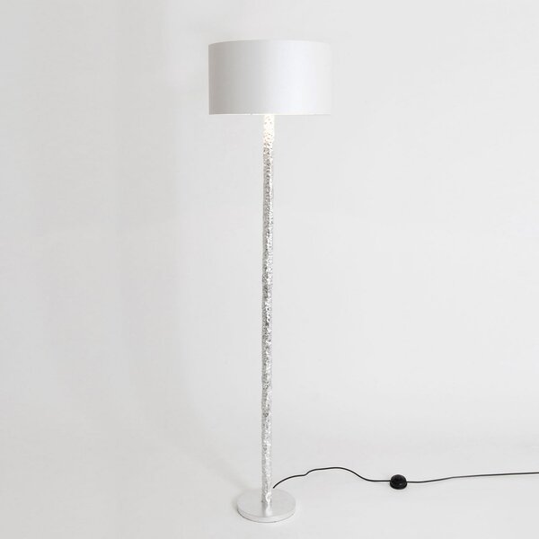 Holländer Lampă de podea Cancelliere Rotonda silk alb-argintiu, Metalic, Camera de zi / sufragerie, Țesătură / Textil, Design