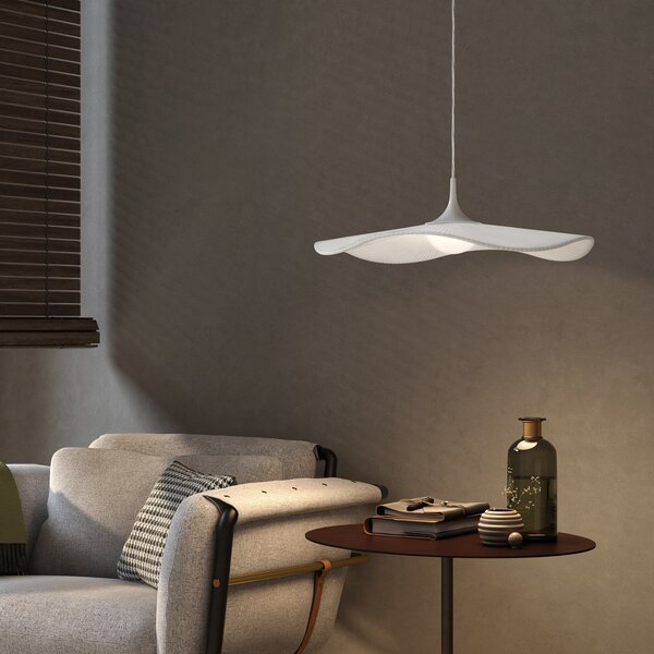 Bover Lampă suspendată LED Mediterránia, alb, Ø 52 cm, plastic, reglabil, Alb, Camera de zi / sufragerie, Plastic, Design