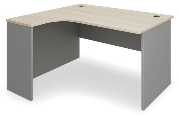 Birou de coltar SimpleOffice 140 x 120 cm, stanga, stejar deschis / gri