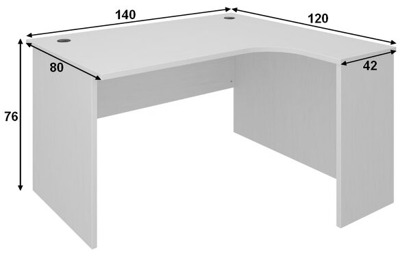 Birou coltar SimpleOffice 140 x 120 cm, dreapta, stejar deschis / gri