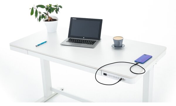 Birou OfficeTech 2 reglabil pe inaltime, 120 x 60 cm, alb