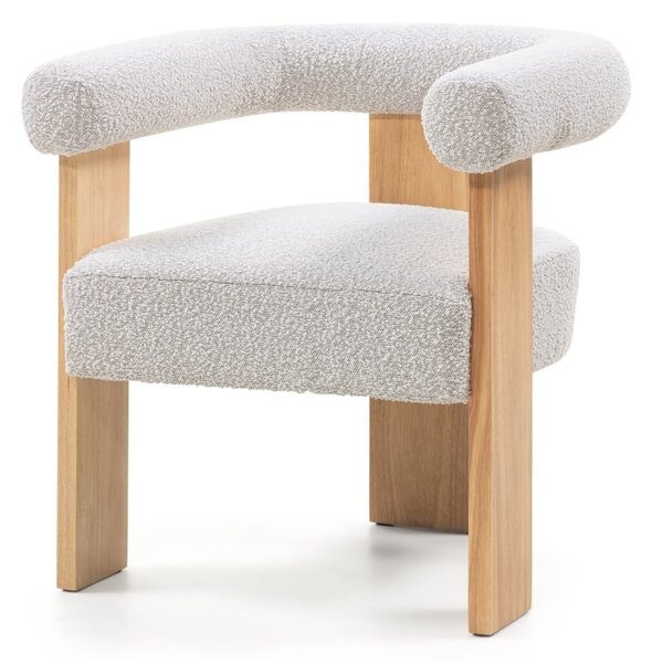 Scaun dining gri din stofa boucle Chili