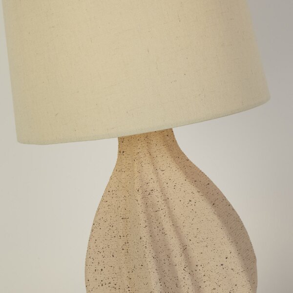 Searchlight Lampă de masă Twist, bej, înălțime 46 cm, material textil/ceramică, Bej, Camera de zi / sufragerie, Țesătură / Textil