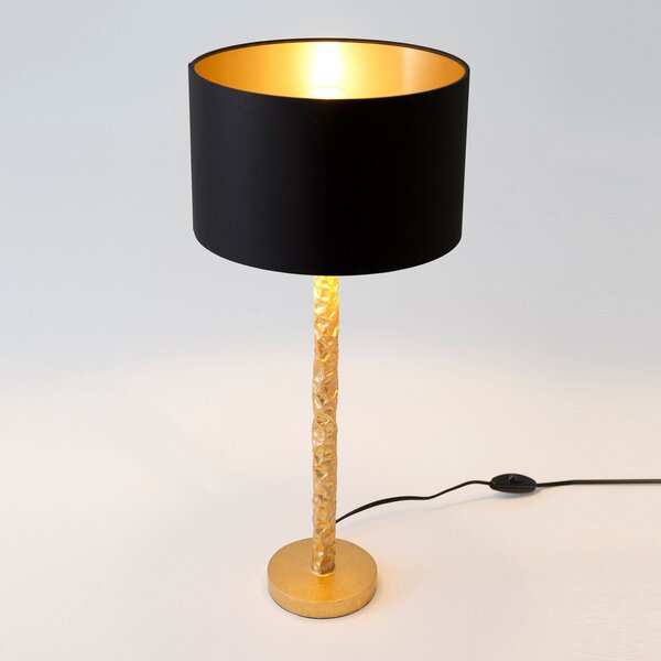 Holländer Lampă de masă Cancelliere Rotonda negru / aur 57 cm, Auriu / Alamă, Camera de zi / sufragerie, Țesătură / Textil, Design