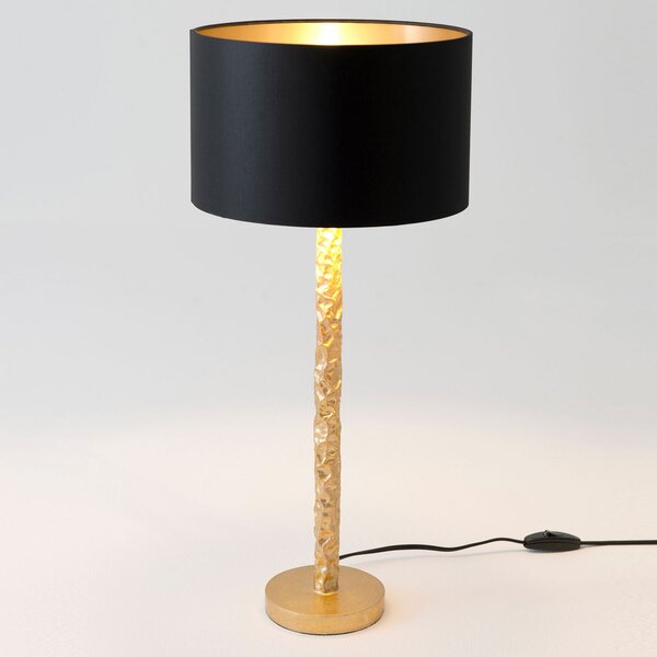 Holländer Lampă de masă Cancelliere Rotonda negru / aur 57 cm, Auriu / Alamă, Camera de zi / sufragerie, Țesătură / Textil, Design