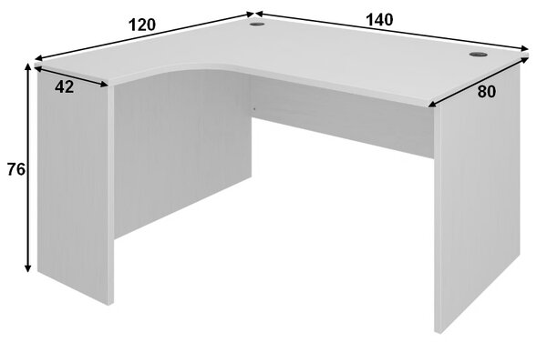 Birou de coltar SimpleOffice 140 x 120 cm, stanga, nuc / gri