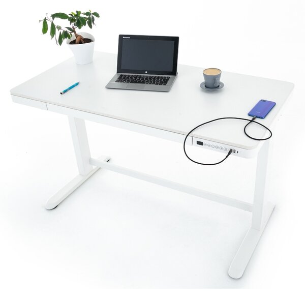Birou OfficeTech 2 reglabil pe inaltime, 120 x 60 cm, alb