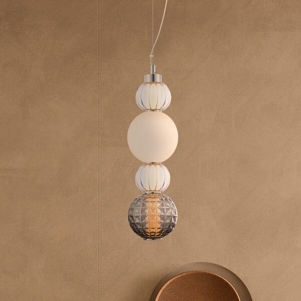Maytoni Lampă suspendată LED Colier crom sticlă Ø 14,7 cm 3.000 K, Metalic, Camera de zi / sufragerie, Sticlă, Modern