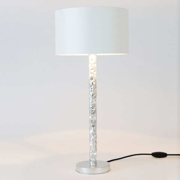 Holländer Lampă de masă Cancelliere Rotonda alb/argintiu 57 cm, Metalic, Camera de zi / sufragerie, Țesătură / Textil, Design