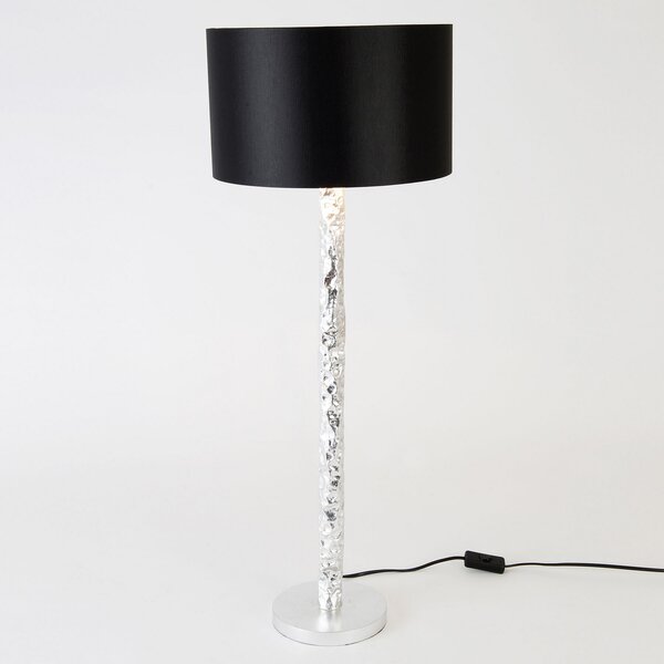 Holländer Lampă de masă Cancelliere Rotonda negru/argintiu 79cm, Metalic, Camera de zi / sufragerie, Țesătură / Textil, Design