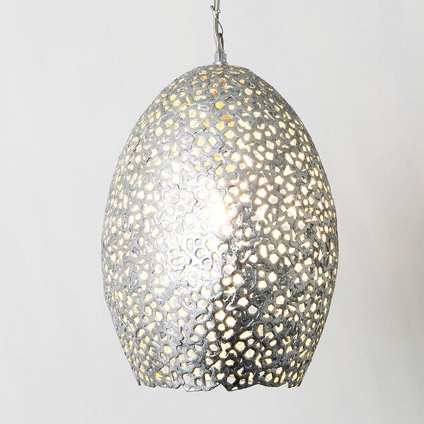 Holländer Lampă suspendată Cavalliere, argint, Ø 22 cm, reglabil, Metalic, Camera de zi / sufragerie, Metal, Design