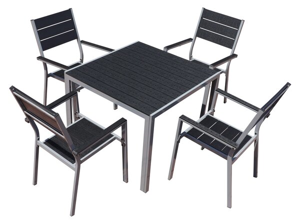 Masa de gradina Fargo, patrata, neagra/gri