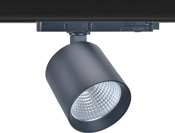 The Light Group Spot de șină SLC LED Fox, negru, 3.000 K, trifazată, Negru, Camera de zi / sufragerie, Aluminiu