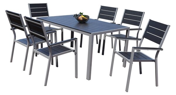 Masa de gradina Fargo, dreptunghi, neagra/gri
