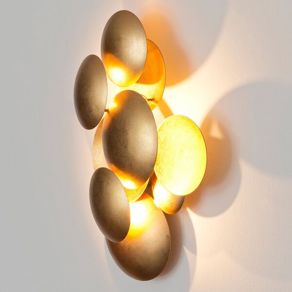 Holländer Aplică de perete cu LED BOLLADARIA, auriu, 42 x 27 cm, metal, dimabil, reglabil, Auriu / Alamă, Camera de zi / sufragerie, Metal, Design