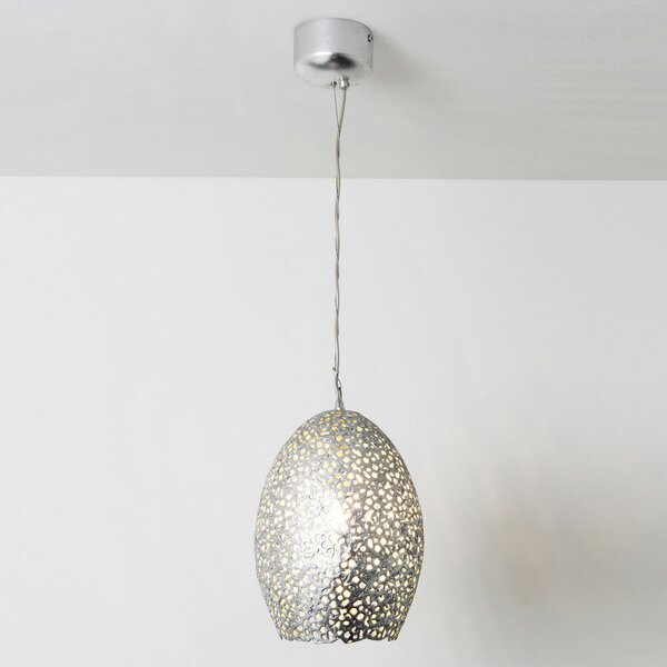Holländer Lampă suspendată Cavalliere, argint, Ø 22 cm, reglabil, Metalic, Camera de zi / sufragerie, Metal, Design