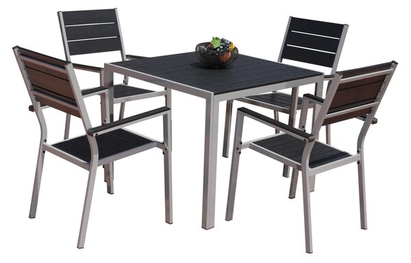 Masa de gradina Fargo, patrata, neagra/gri