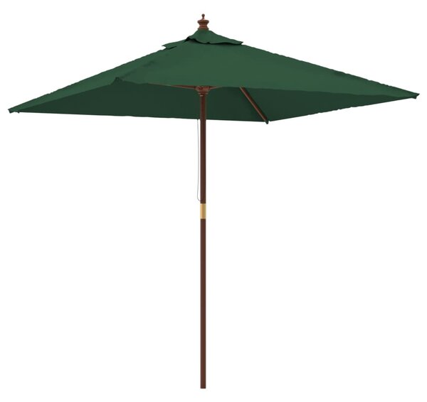 Umbrelă soare de grădină stâlp din lemn verde 198x198x231 cm