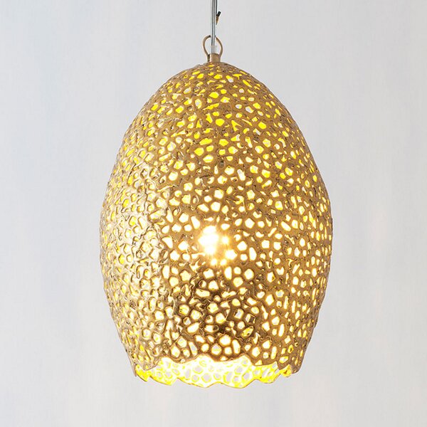 Holländer Lampă suspendată Cavalliere, aur, Ø 22 cm, reglabil, Auriu / Alamă, Camera de zi / sufragerie, Metal, Design