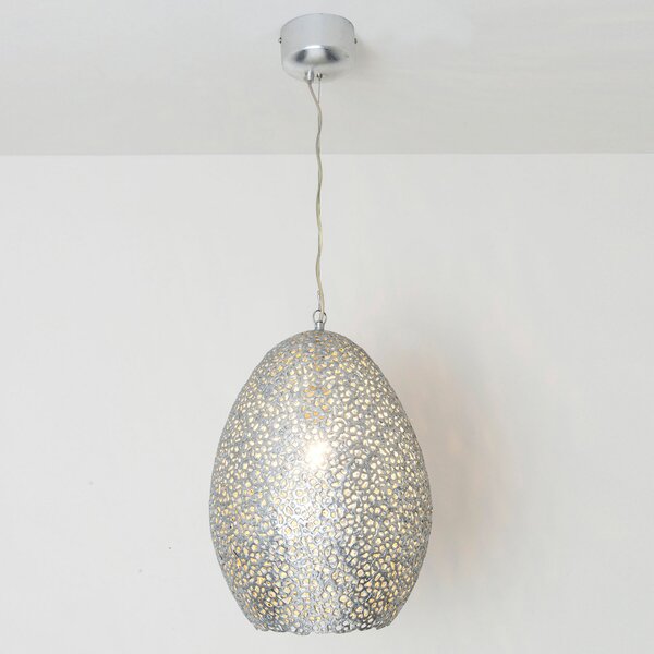 Holländer Lampă suspendată Cavalliere, argint, Ø 34 cm, reglabil, Metalic, Camera de zi / sufragerie, Metal, Design