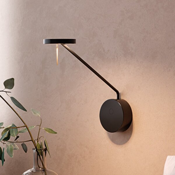 LEDS-C4 Aplică de perete LED Invisible Reader, 3000K, adâncime 37,4 cm, Negru, Camera de zi / sufragerie, Metal, Modern